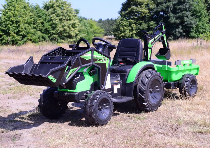 MEGA TRAKTOR Z ŁADOWARKĄ,KOPARKĄ, PRZYCZEPĄ 24 V SUPER-MOC SX-2068-ZIELONY - obrazek 5