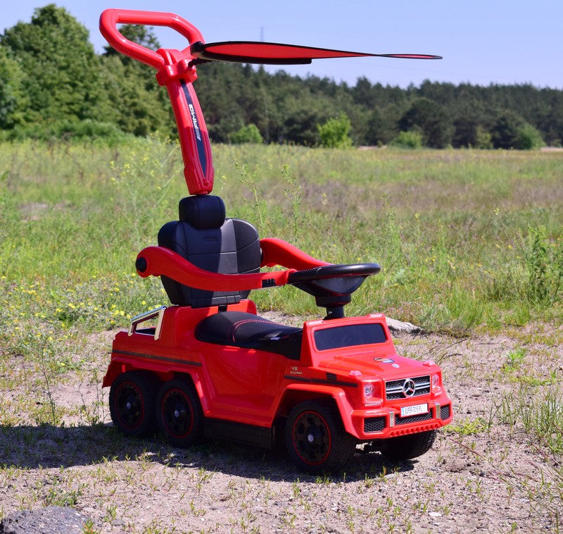 JEŹDZIK NA AKUMULATOR, PCHACZ, ODPYCHACZ MERCEDES G 63 AMG 6X6, MIĘKKIE KOŁA DASZEK , STEROWANIE RĄCZKĄ/1838 LONG - obrazek 2