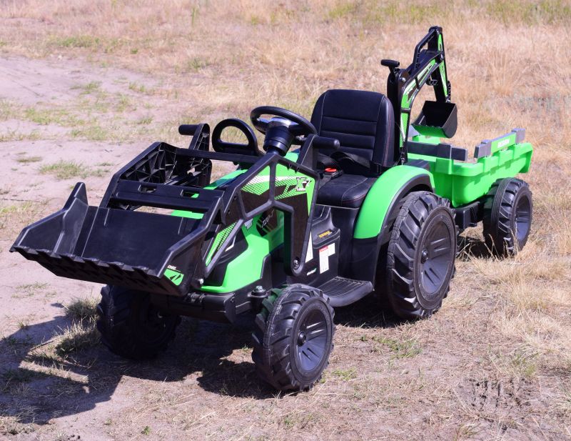 MEGA TRAKTOR Z ŁADOWARKĄ,KOPARKĄ, PRZYCZEPĄ 24 V SUPER-MOC SX-2068-ZIELONY - obrazek 6