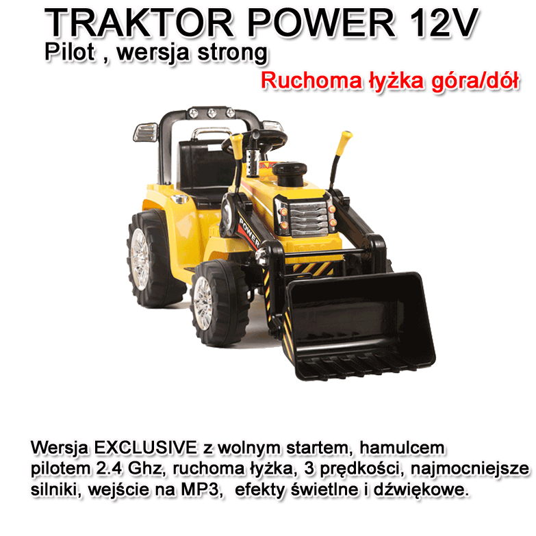 NAJMOCNIEJSZY TRAKTOR Z ŁYŻKĄ I PILOTEM 12V TRZY PRĘDKOŚCI/1005A - obrazek 2