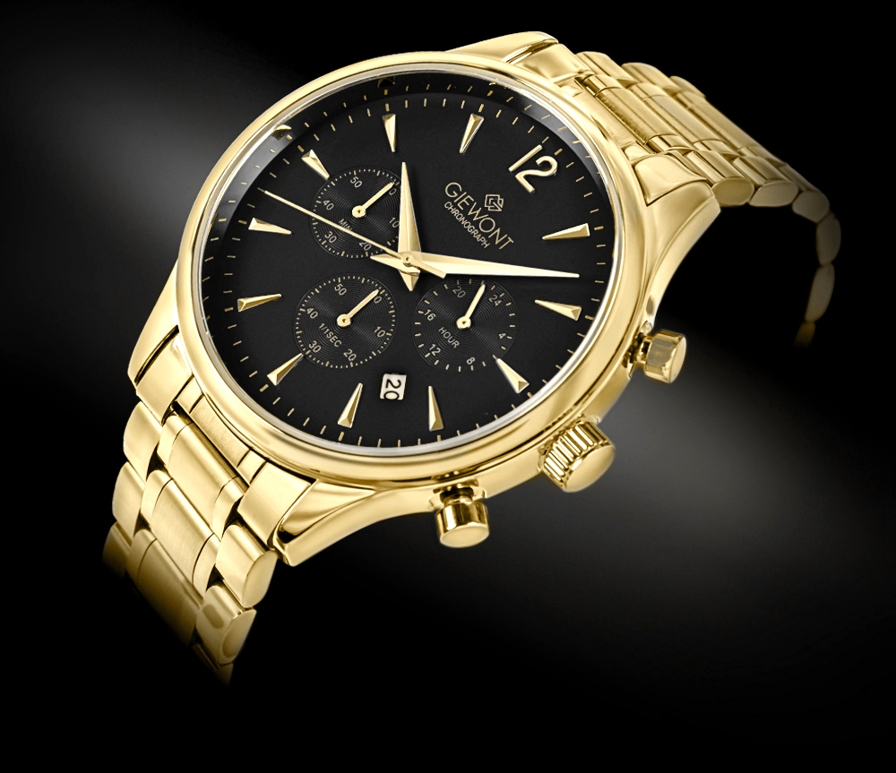 Zegarek Męski Giewont Chronograph Sapphire Złoto Czarny GW6310-B4 - obrazek 2