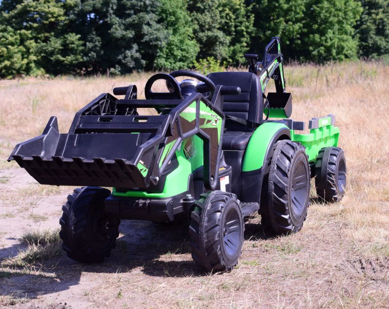 MEGA TRAKTOR Z ŁADOWARKĄ,KOPARKĄ, PRZYCZEPĄ 24 V SUPER-MOC SX-2068-ZIELONY - obrazek 7