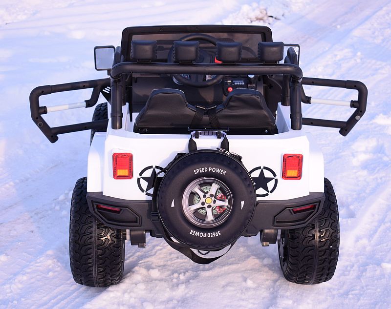 MEGA JEEP 4X4 Z REDUKTOREM NAPĘDU EXCLUSIVE, WOLNY START,MIĘKKIE KOŁA, 2x12V 10 Ah/WXE1688 - obrazek 6
