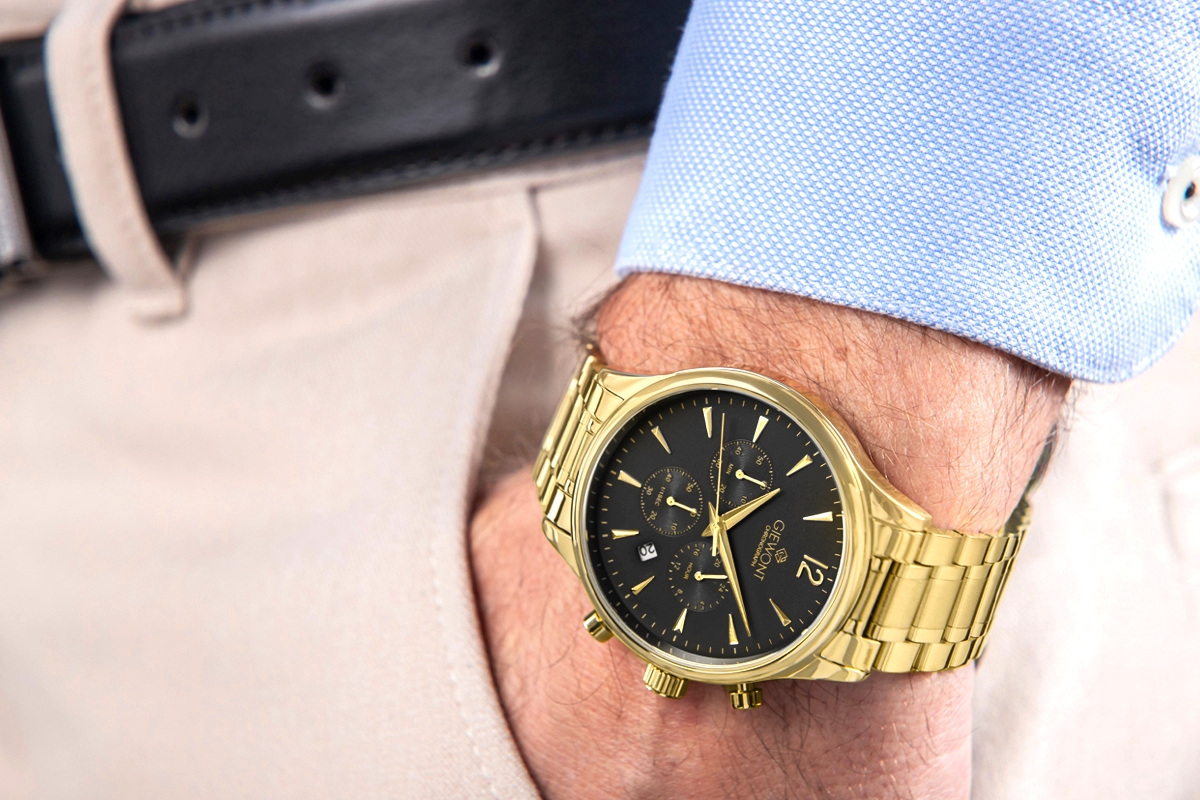 Zegarek Męski Giewont Chronograph Sapphire Złoto Czarny GW6310-B4 - obrazek 3