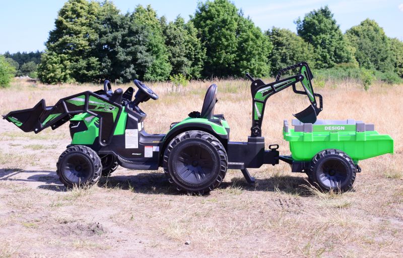 MEGA TRAKTOR Z ŁADOWARKĄ,KOPARKĄ, PRZYCZEPĄ 24 V SUPER-MOC SX-2068-ZIELONY - obrazek 8