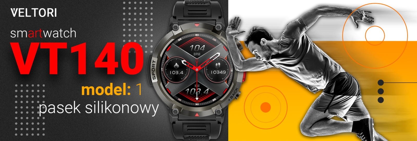 Smartwatch VELTORI VT140-1 Czarny Pasek Silikonowy - obrazek 8