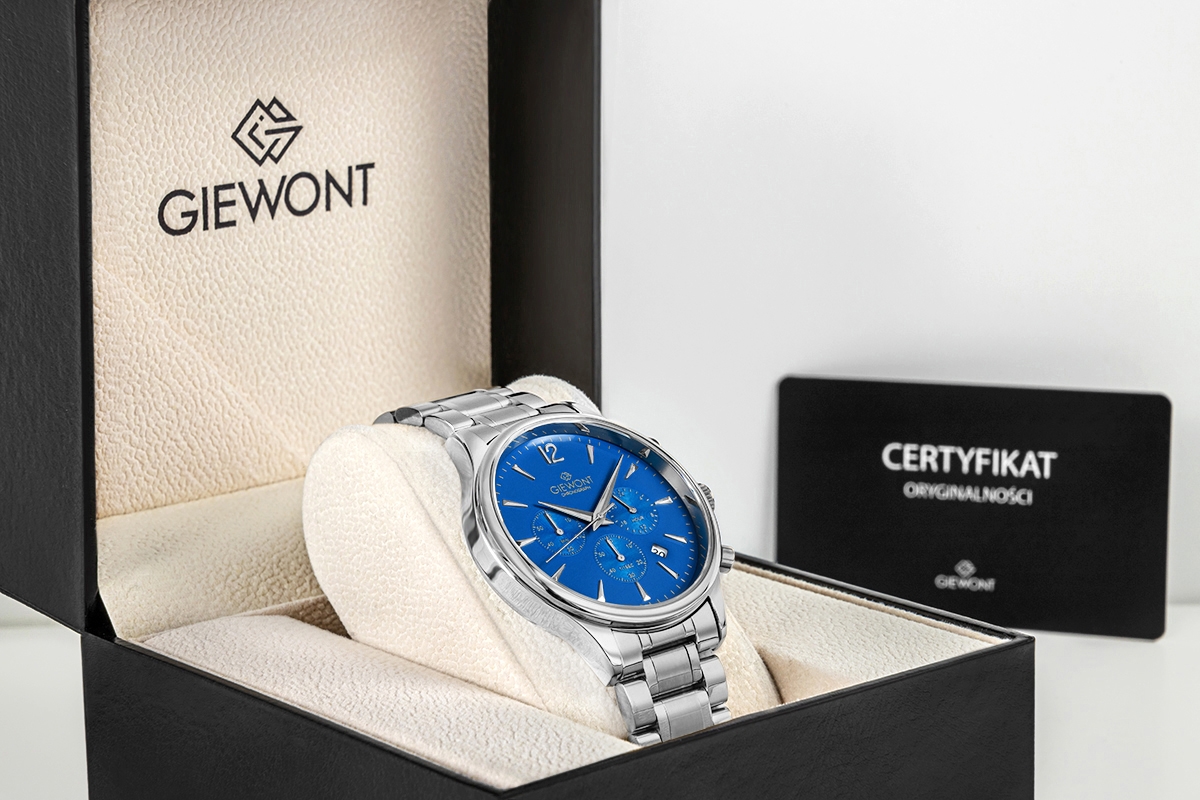 Zegarek Męski Giewont Chronograph Sapphire Srebrno Niebieski GW6310-B3 - obrazek 7