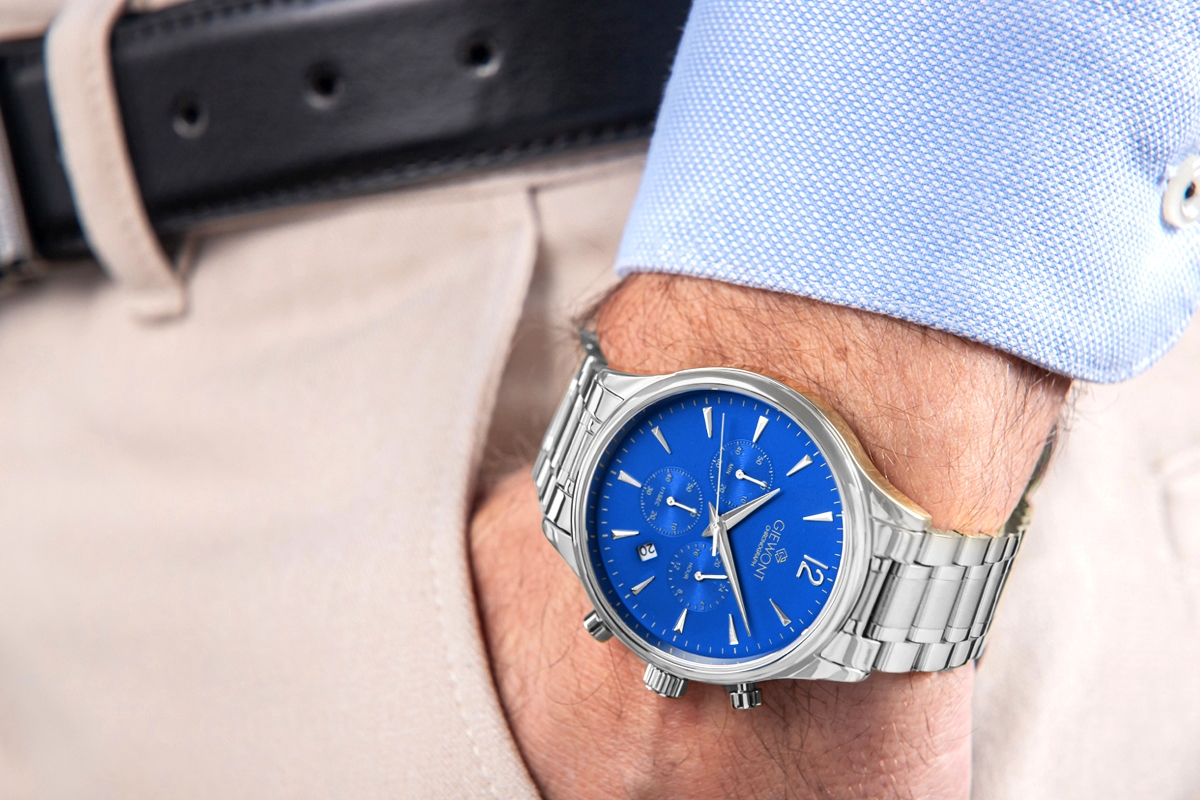 Zegarek Męski Giewont Chronograph Sapphire Srebrno Niebieski GW6310-B3 - obrazek 3