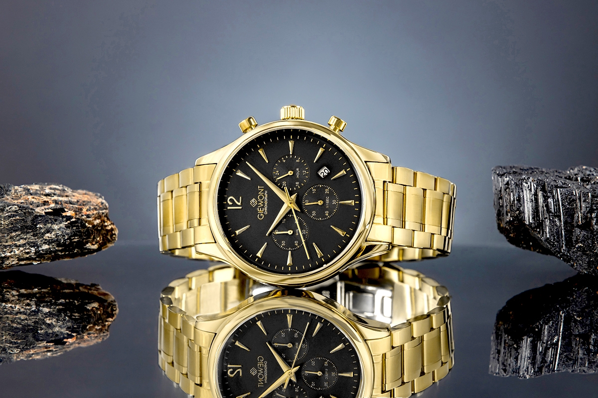 Zegarek Męski Giewont Chronograph Sapphire Złoto Czarny GW6310-B4 - obrazek 5