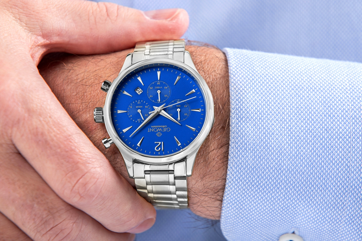 Zegarek Męski Giewont Chronograph Sapphire Srebrno Niebieski GW6310-B3 - obrazek 4