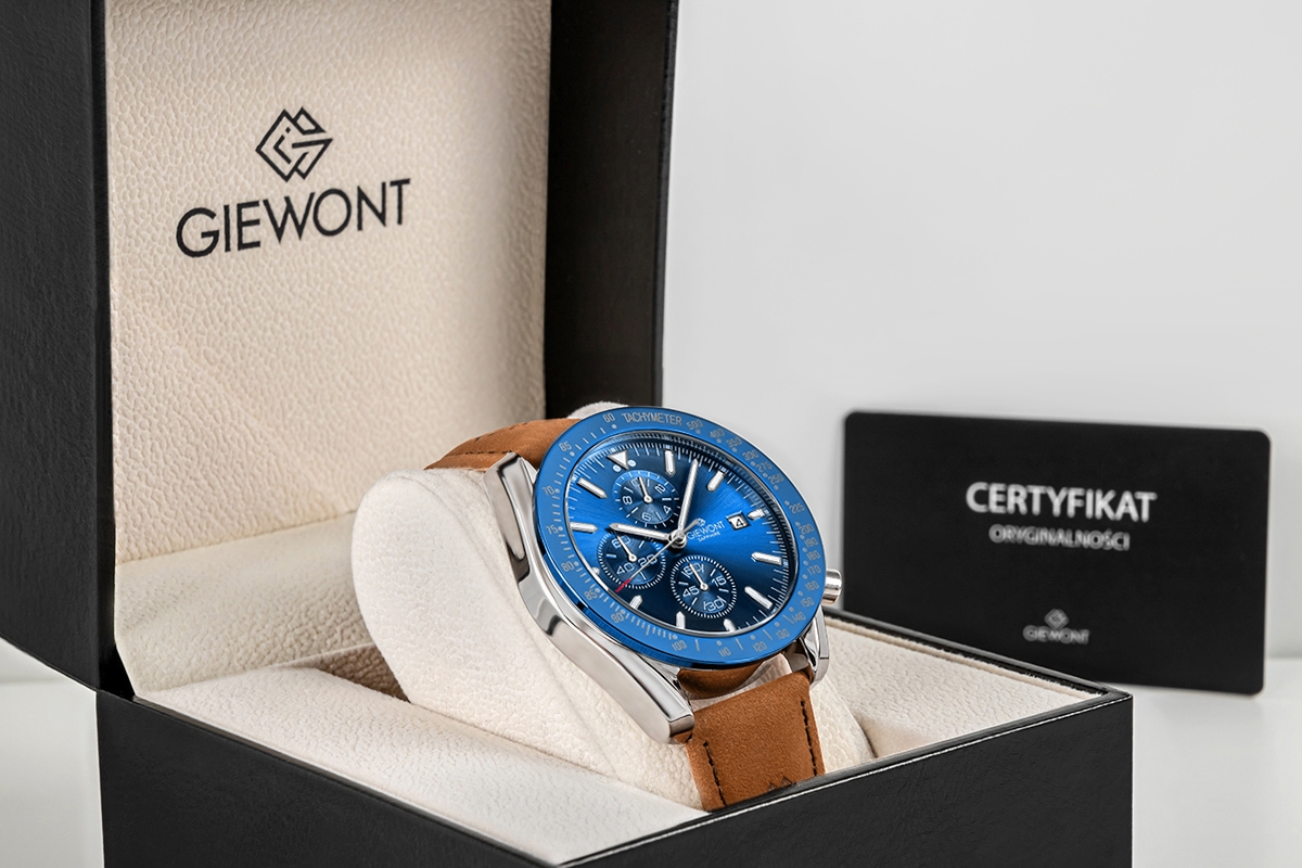 Zegarek Męski Giewont Chronograph Sapphire Brązowo Niebieski GW8720-A2 - obrazek 7