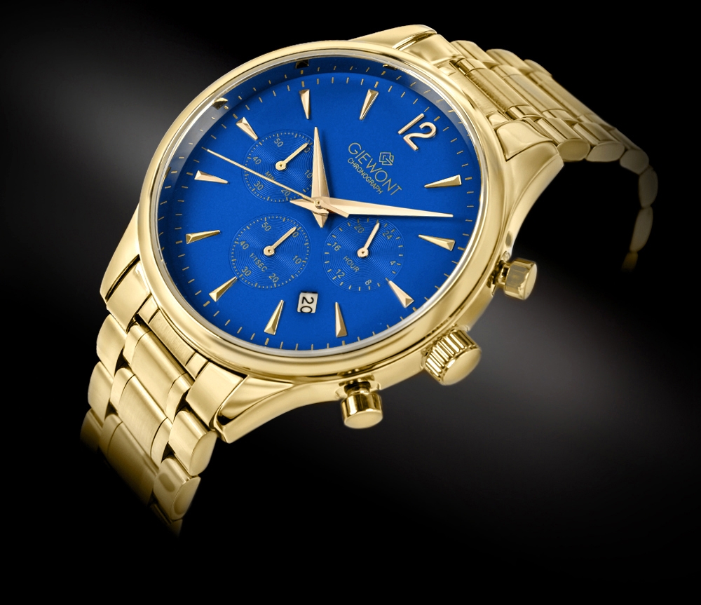 Zegarek Męski Giewont Chronograph Sapphire Złoto Niebieski GW6310-B5 - obrazek 2