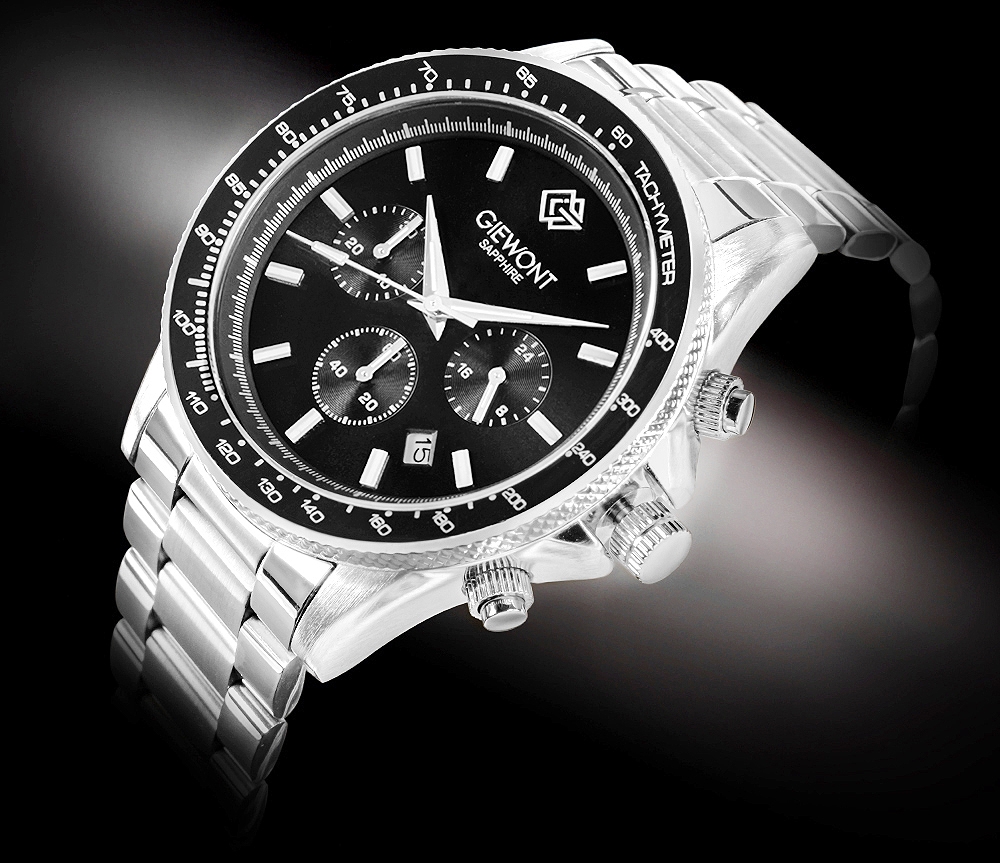 Zegarek Męski Giewont Chronograph Sapphire Srebrno Czarny GW3520-B2 - obrazek 2