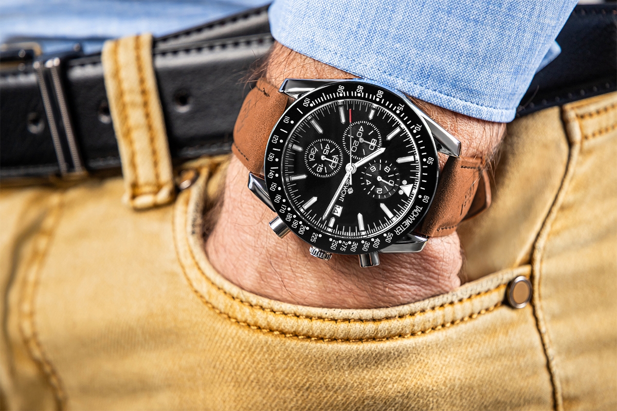 Zegarek Męski Giewont Chronograph Sapphire Brązowo Czarny GW8720-A1 - obrazek 3