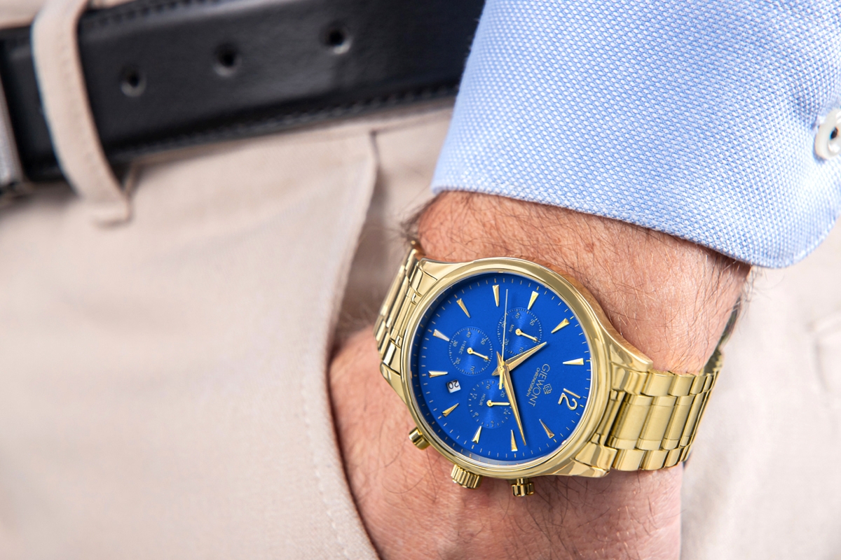 Zegarek Męski Giewont Chronograph Sapphire Złoto Niebieski GW6310-B5 - obrazek 3