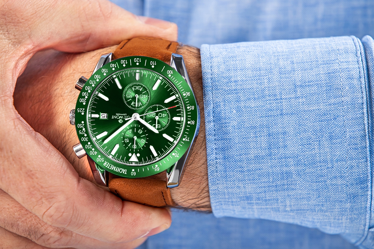 Zegarek Męski Giewont Chronograph Sapphire Brązowo Zielony GW8720-A3 - obrazek 4