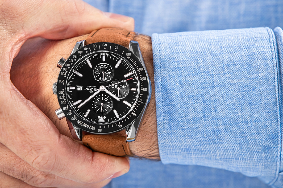 Zegarek Męski Giewont Chronograph Sapphire Brązowo Czarny GW8720-A1 - obrazek 4