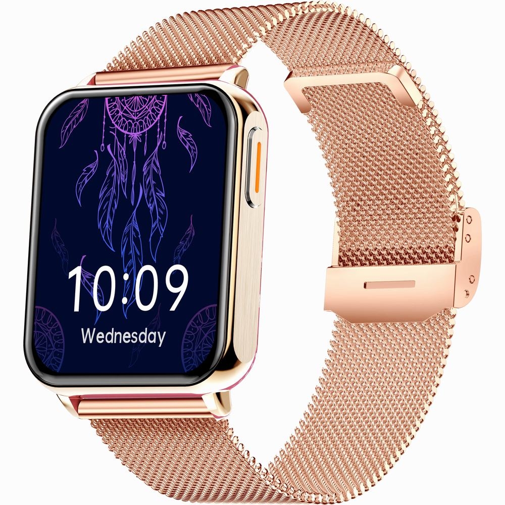 Smartwatch Gravity Różowe Złoto Bordowy 2 Paski GT17-6 - obrazek 4