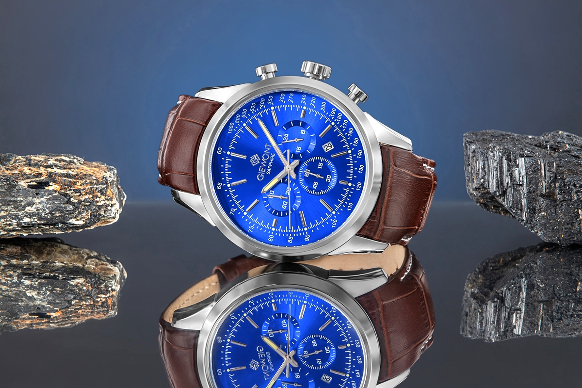 Zegarek Męski Giewont Chronograph Sapphire Srebrno Niebieski GW7650-A5 - obrazek 6