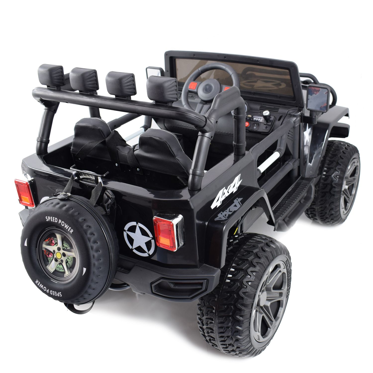 MEGA JEEP 4X4 Z REDUKTOREM NAPĘDU EXCLUSIVE, WOLNY START,MIĘKKIE KOŁA, 2x12V 10 Ah/WXE1688 - obrazek 9