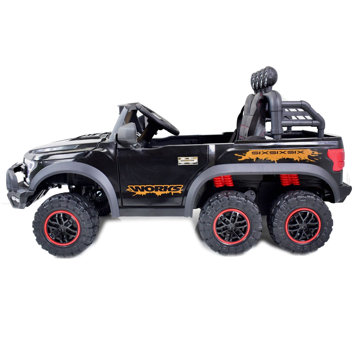 MEGA JEEP WORKS SIX 4X4, 2 X 12V MĘKKIE KOŁA, MIĘKKIE SIEDZENIE/JC003 - obrazek 14