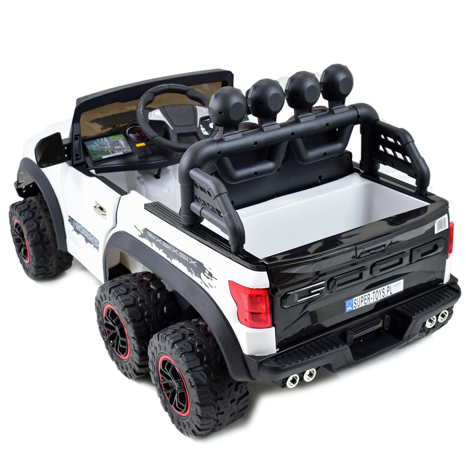 MEGA JEEP WORKS SIX 4X4, 2 X 12V MĘKKIE KOŁA, MIĘKKIE SIEDZENIE/JC003 - obrazek 6