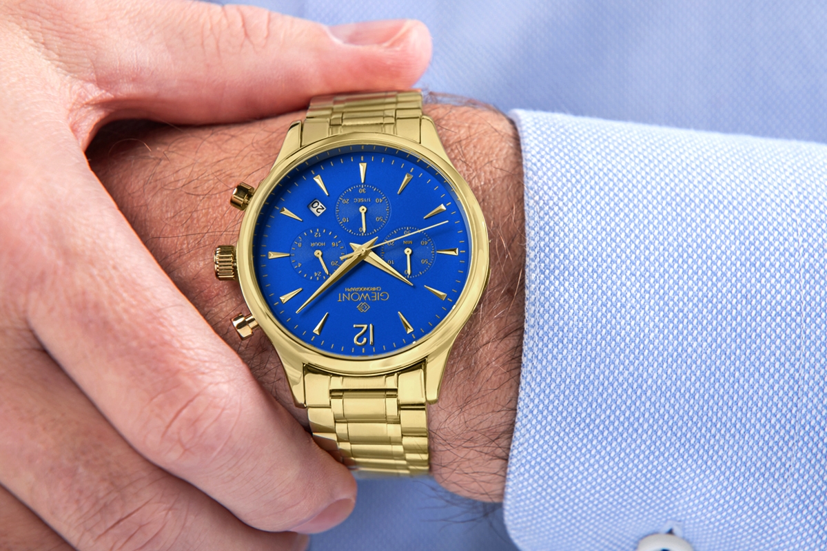 Zegarek Męski Giewont Chronograph Sapphire Złoto Niebieski GW6310-B5 - obrazek 4