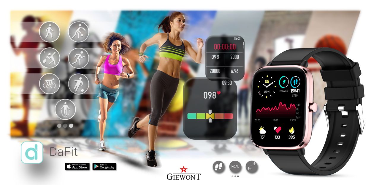 Smartwatch Giewont Różowo-Czarny GW230-3 - obrazek 5