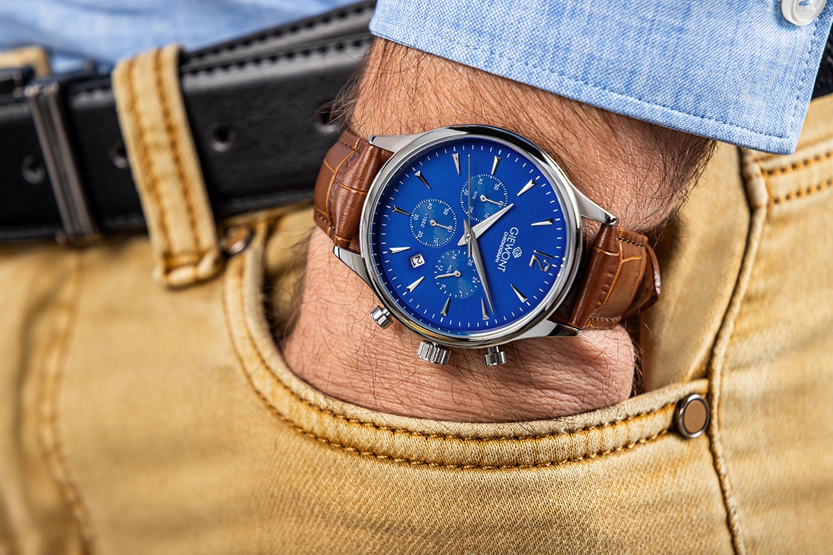Zegarek Męski Giewont Chronograph Sapphire Brązowo Niebieski GW6310-A5 - obrazek 3