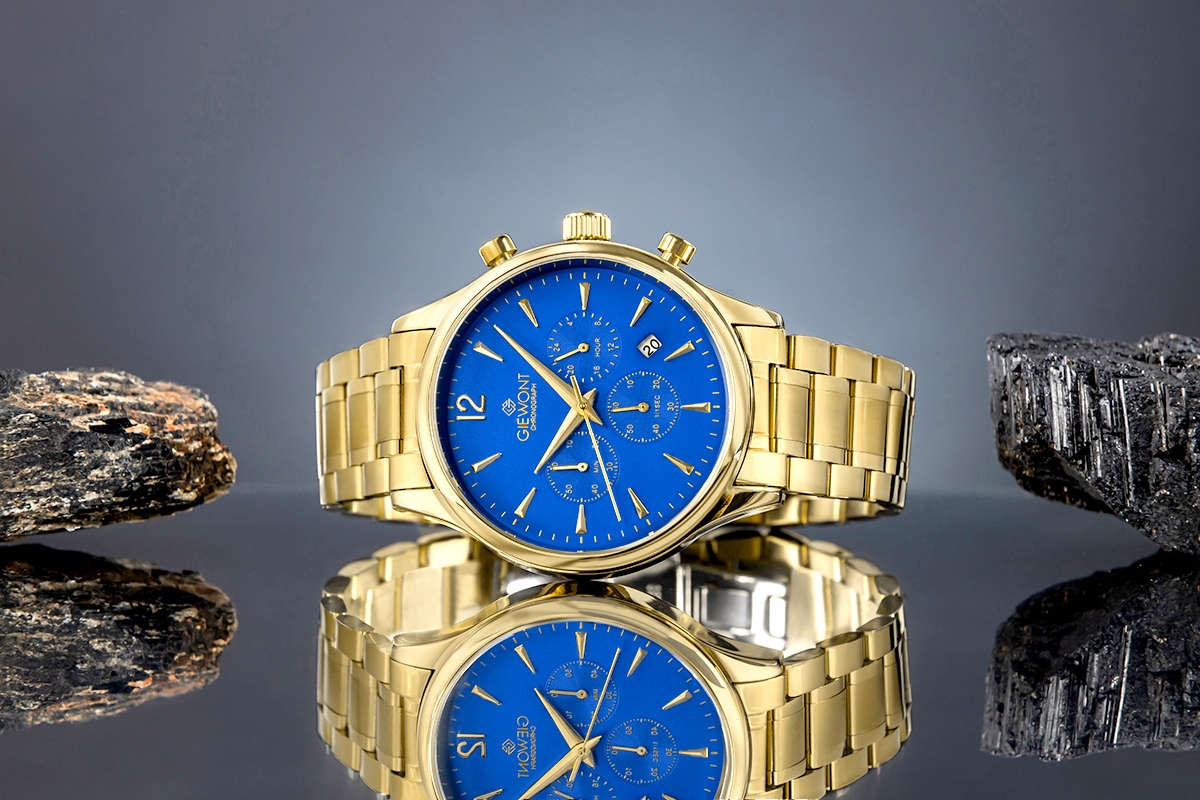 Zegarek Męski Giewont Chronograph Sapphire Złoto Niebieski GW6310-B5 - obrazek 5