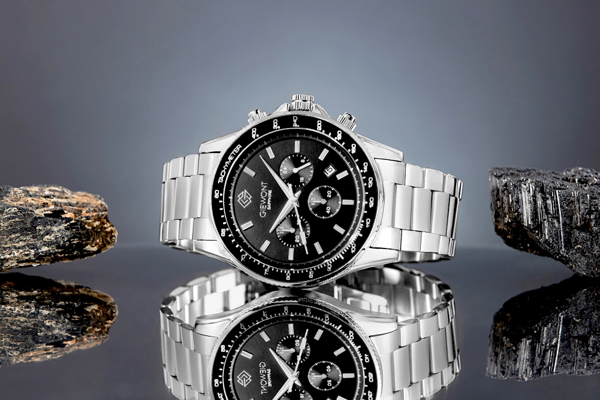 Zegarek Męski Giewont Chronograph Sapphire Srebrno Czarny GW3520-B2 - obrazek 5