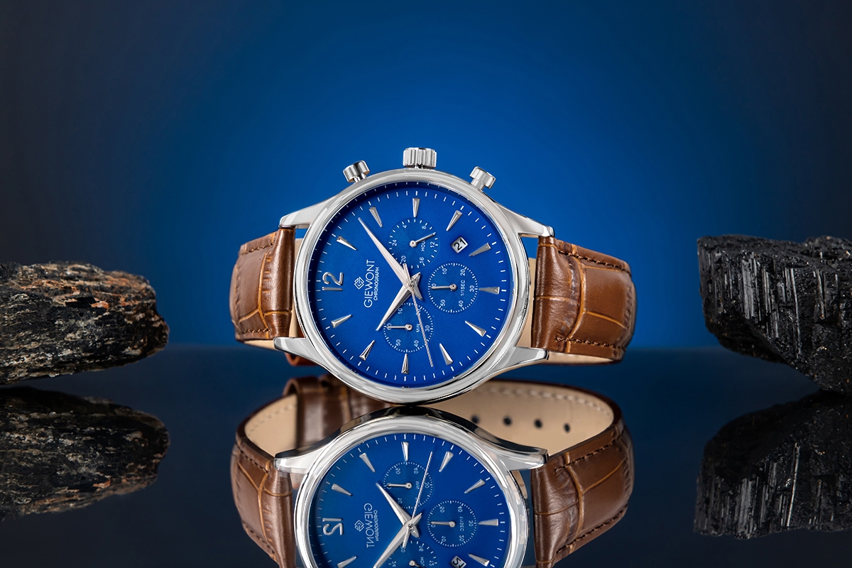 Zegarek Męski Giewont Chronograph Sapphire Brązowo Niebieski GW6310-A5 - obrazek 5