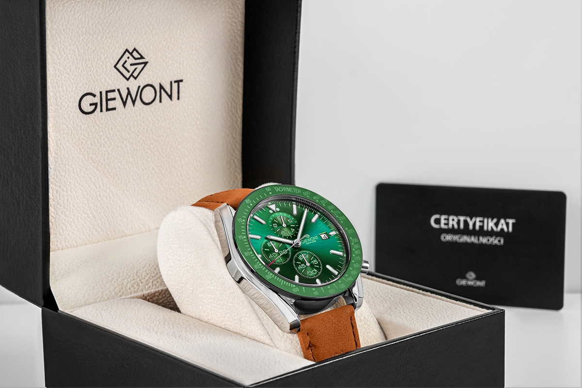 Zegarek Męski Giewont Chronograph Sapphire Brązowo Zielony GW8720-A3 - obrazek 8