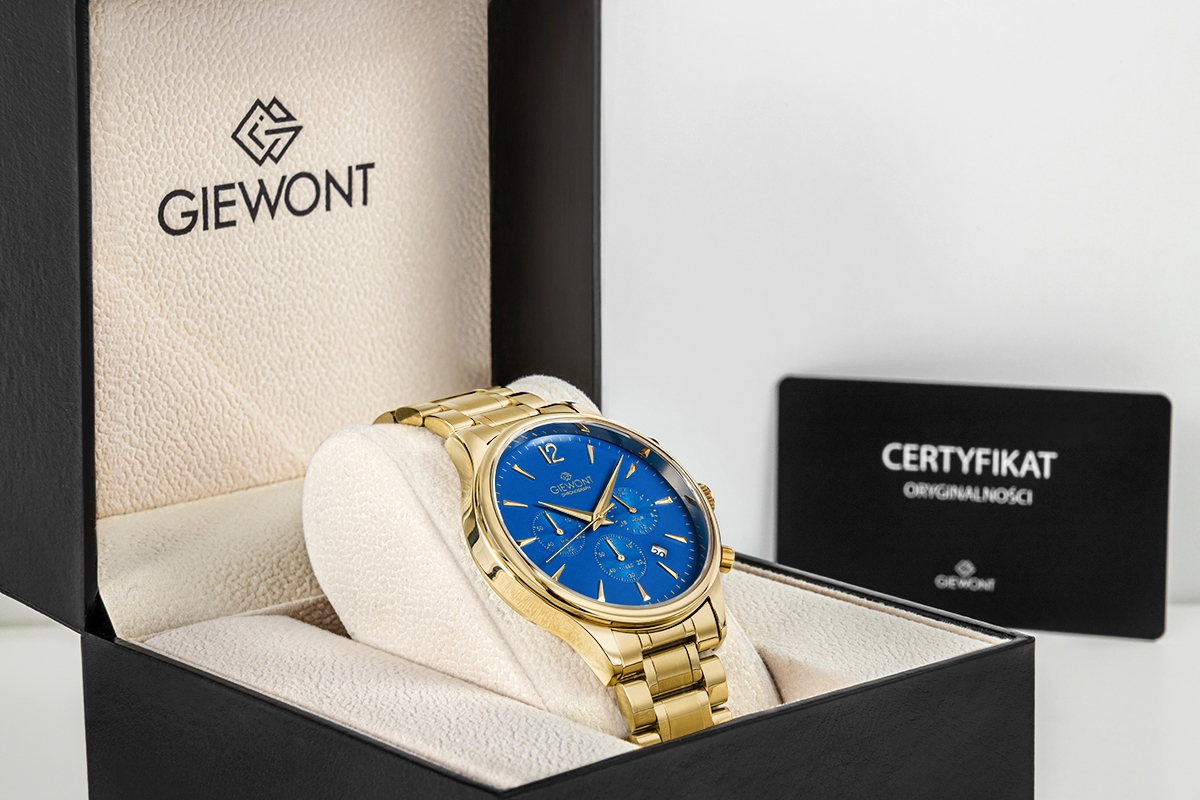 Zegarek Męski Giewont Chronograph Sapphire Złoto Niebieski GW6310-B5 - obrazek 7