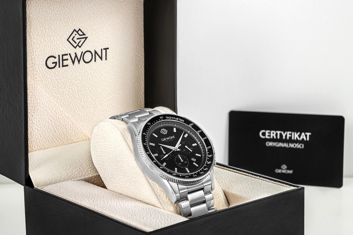 Zegarek Męski Giewont Chronograph Sapphire Srebrno Czarny GW3520-B2 - obrazek 7