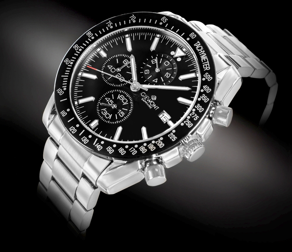 Zegarek Męski Giewont Chronograph Sapphire Srebrno Czarny GW8720-B2 - obrazek 2