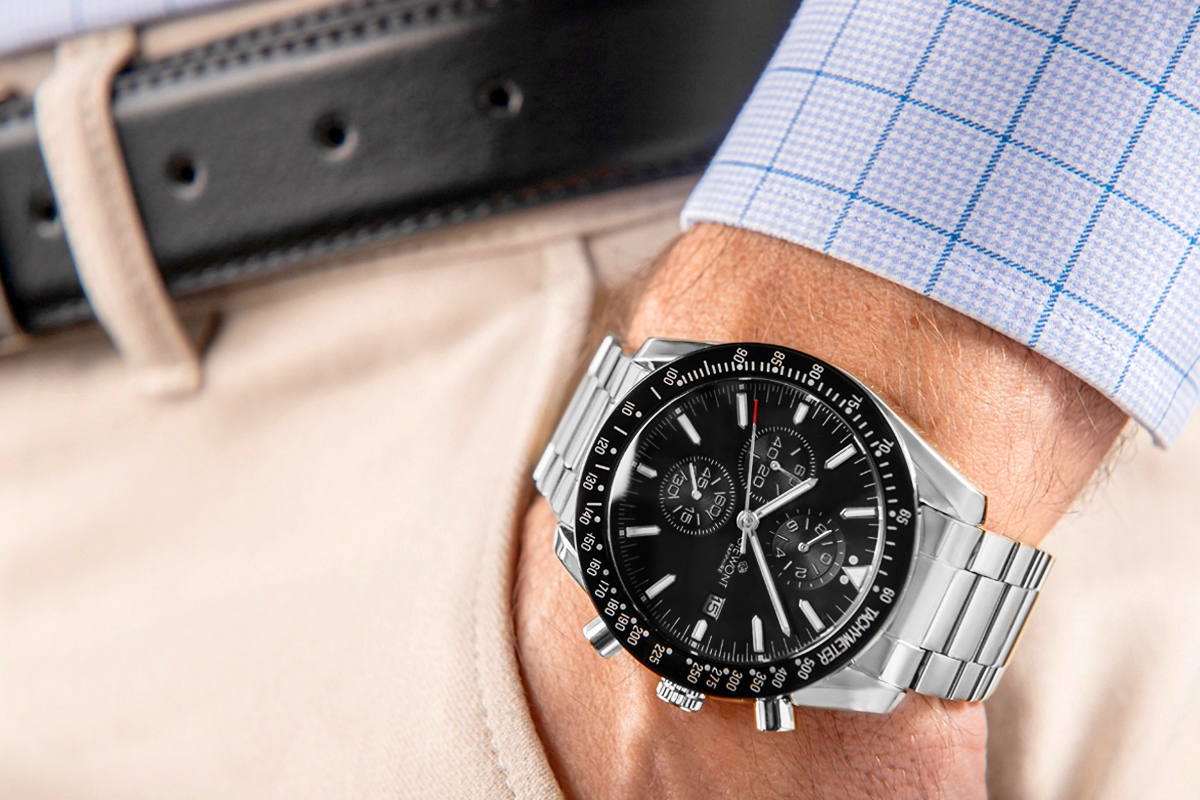 Zegarek Męski Giewont Chronograph Sapphire Srebrno Czarny GW8720-B2 - obrazek 3