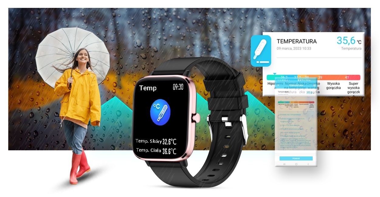 Smartwatch Giewont Różowo-Czarny GW230-3 - obrazek 7