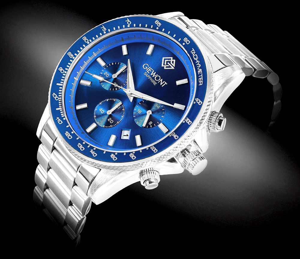 Zegarek Męski Giewont Chronograph Sapphire Srebrno Niebieski GW3520-B3 - obrazek 2