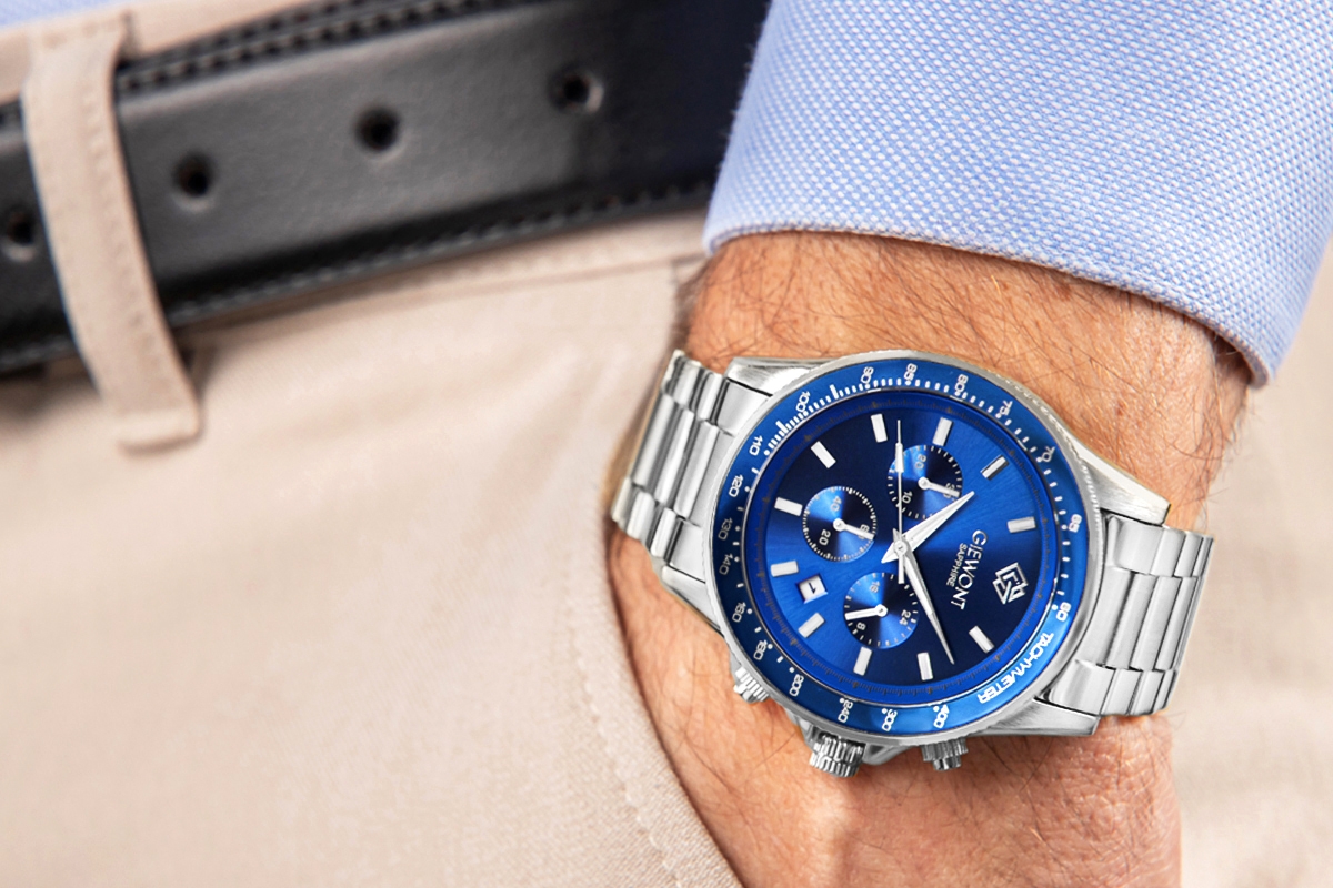 Zegarek Męski Giewont Chronograph Sapphire Srebrno Niebieski GW3520-B3 - obrazek 3