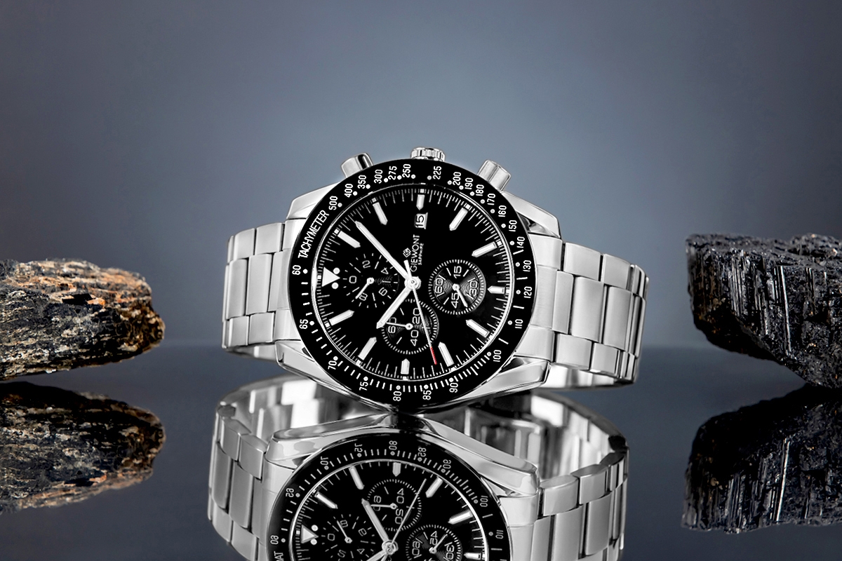 Zegarek Męski Giewont Chronograph Sapphire Srebrno Czarny GW8720-B2 - obrazek 5