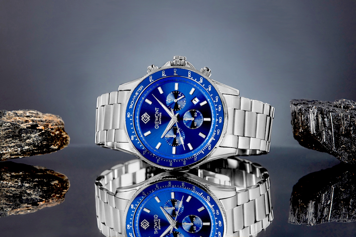 Zegarek Męski Giewont Chronograph Sapphire Srebrno Niebieski GW3520-B3 - obrazek 5
