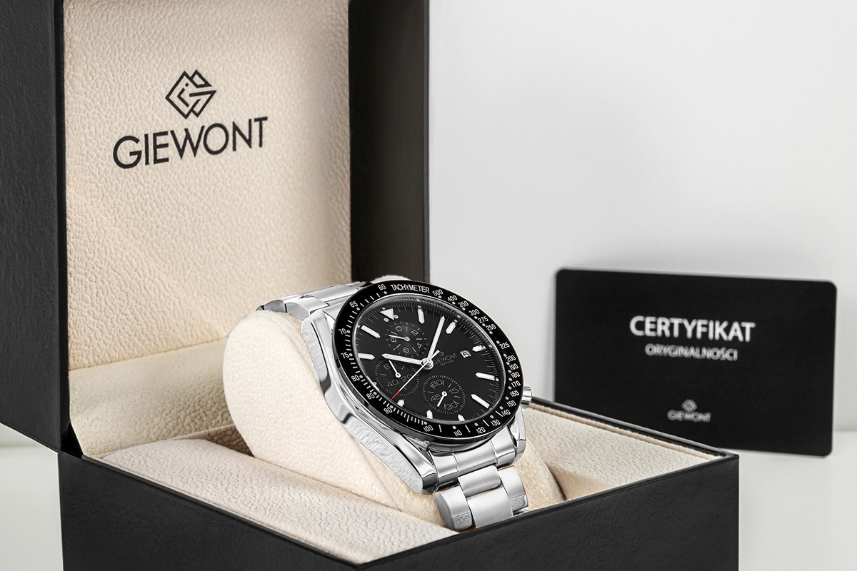 Zegarek Męski Giewont Chronograph Sapphire Srebrno Czarny GW8720-B2 - obrazek 7