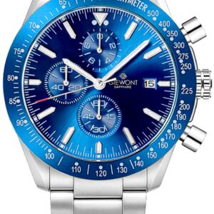 Zegarek Męski Giewont Chronograph Sapphire Srebrno Niebieski GW8720-B3