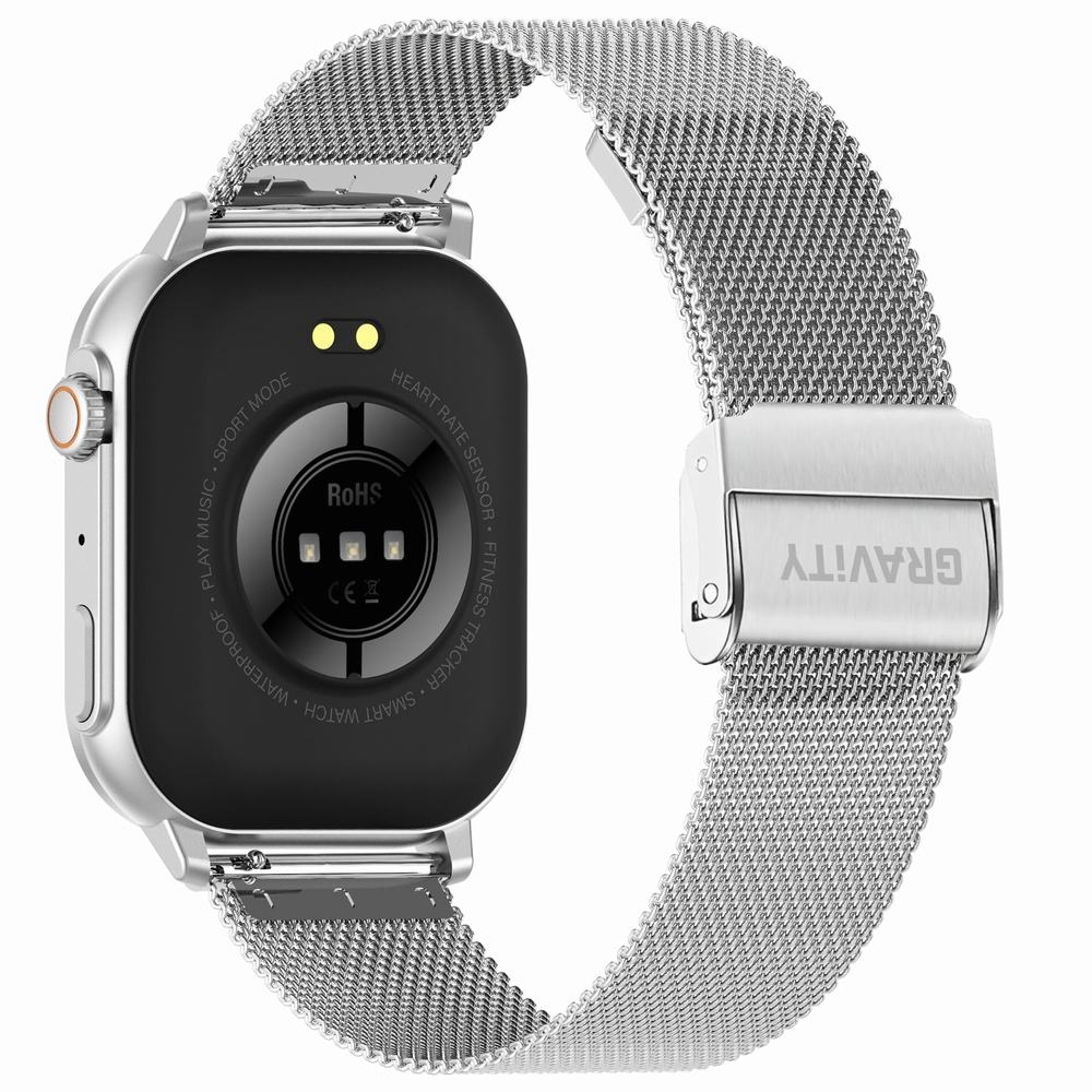 Smartwatch Gravity GT15-9 Czarny Pasek Silikonowy + Srebrna Bransoleta - obrazek 6