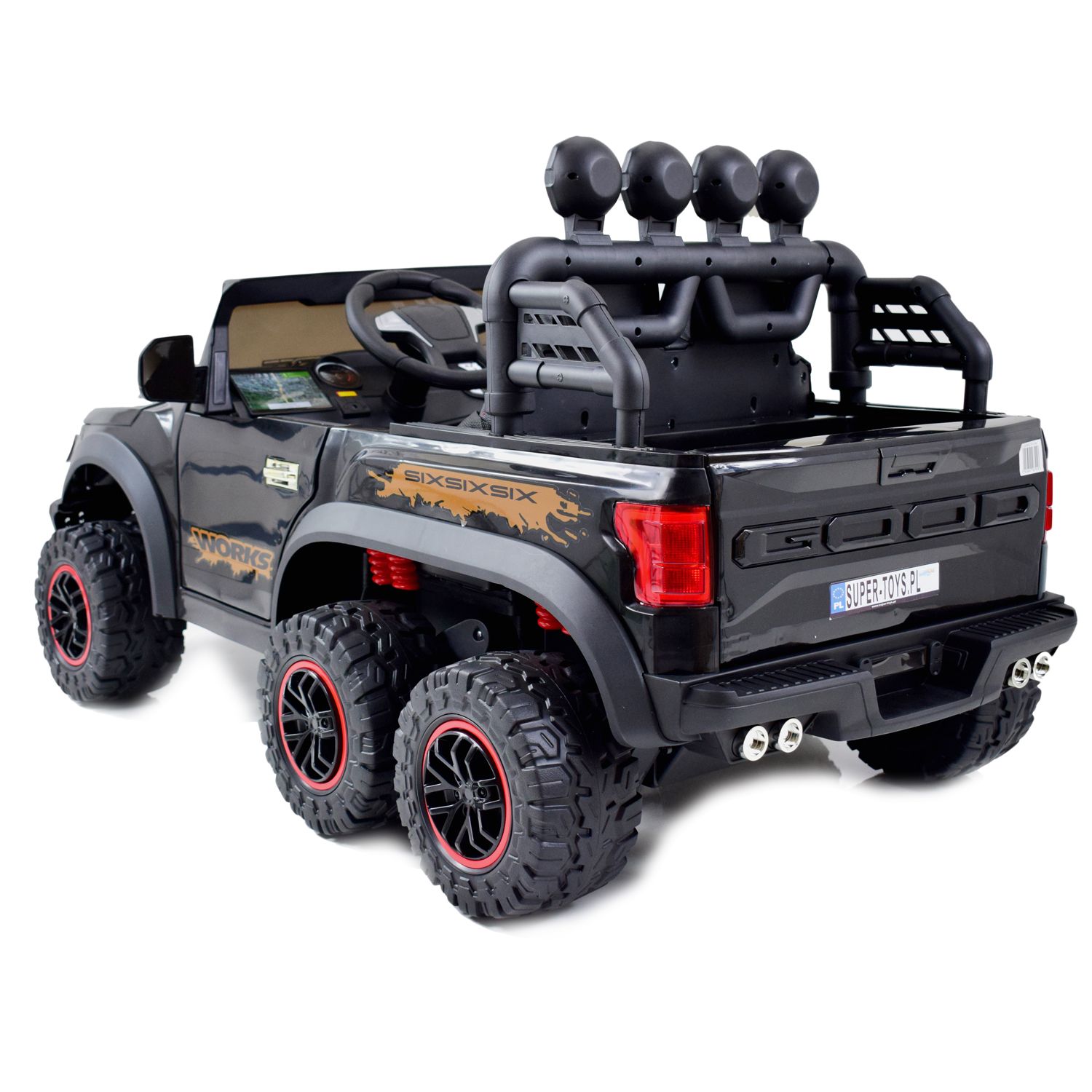 MEGA JEEP WORKS SIX 4X4, 2 X 12V MĘKKIE KOŁA, MIĘKKIE SIEDZENIE/JC003 - obrazek 15