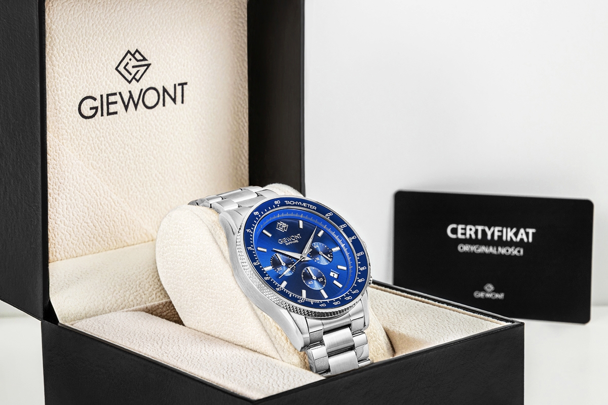 Zegarek Męski Giewont Chronograph Sapphire Srebrno Niebieski GW3520-B3 - obrazek 7