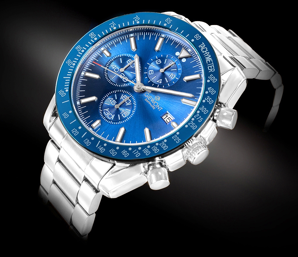 Zegarek Męski Giewont Chronograph Sapphire Srebrno Niebieski GW8720-B3 - obrazek 2