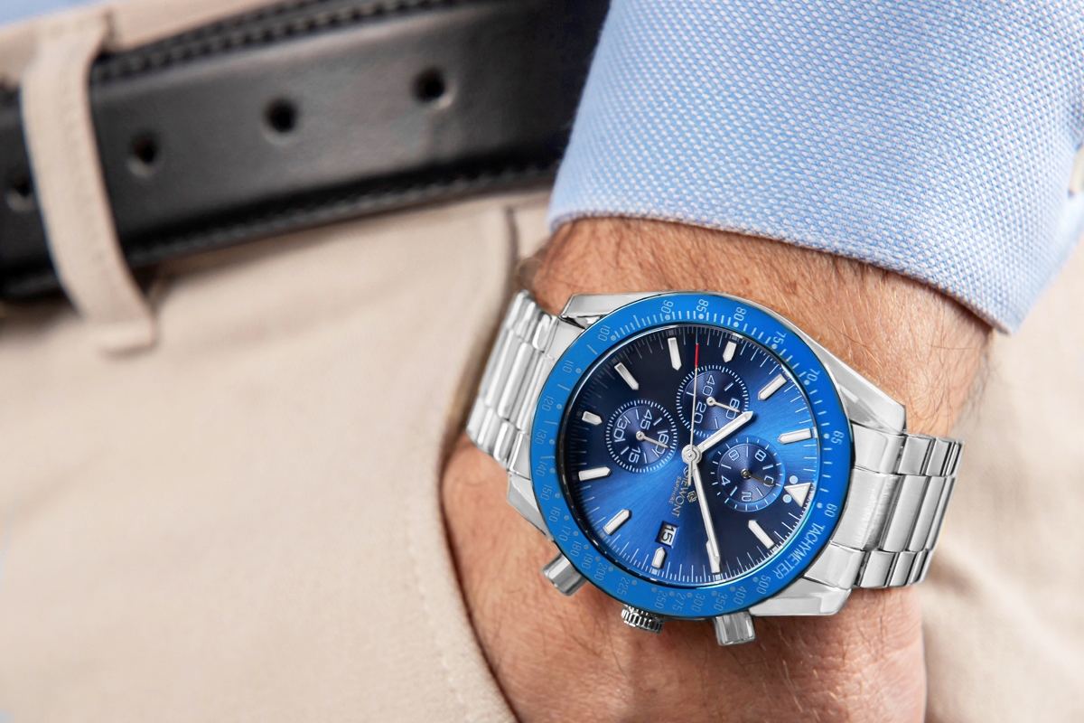 Zegarek Męski Giewont Chronograph Sapphire Srebrno Niebieski GW8720-B3 - obrazek 3