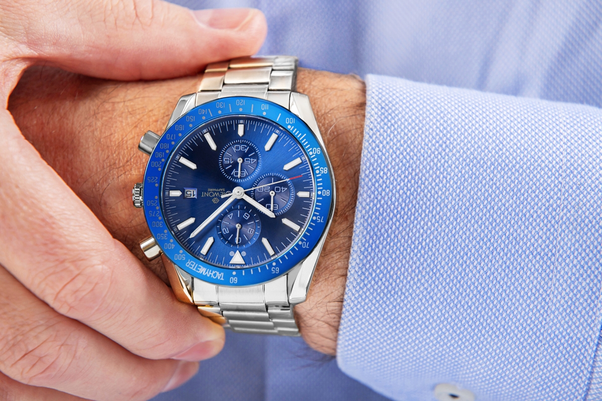 Zegarek Męski Giewont Chronograph Sapphire Srebrno Niebieski GW8720-B3 - obrazek 4